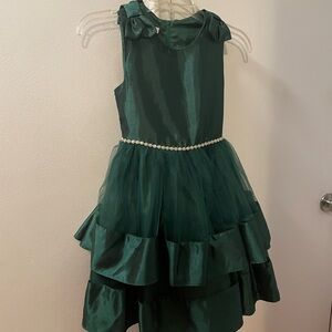 Bonnie Jean Green Dress with Bow Accent